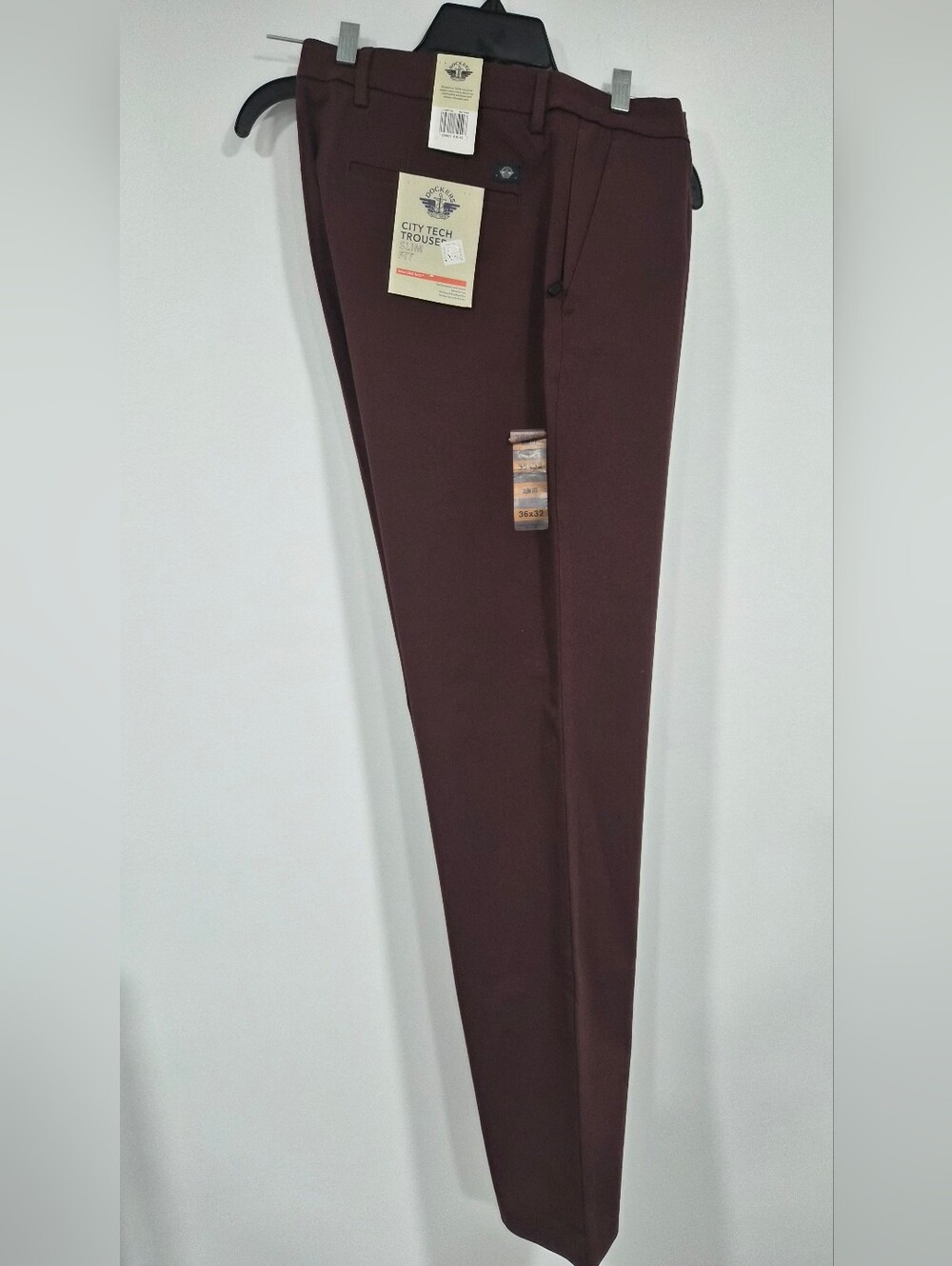 Dockers Men's Burgundy Slim Fit Trouser- Size 36x 32 - New With Tags